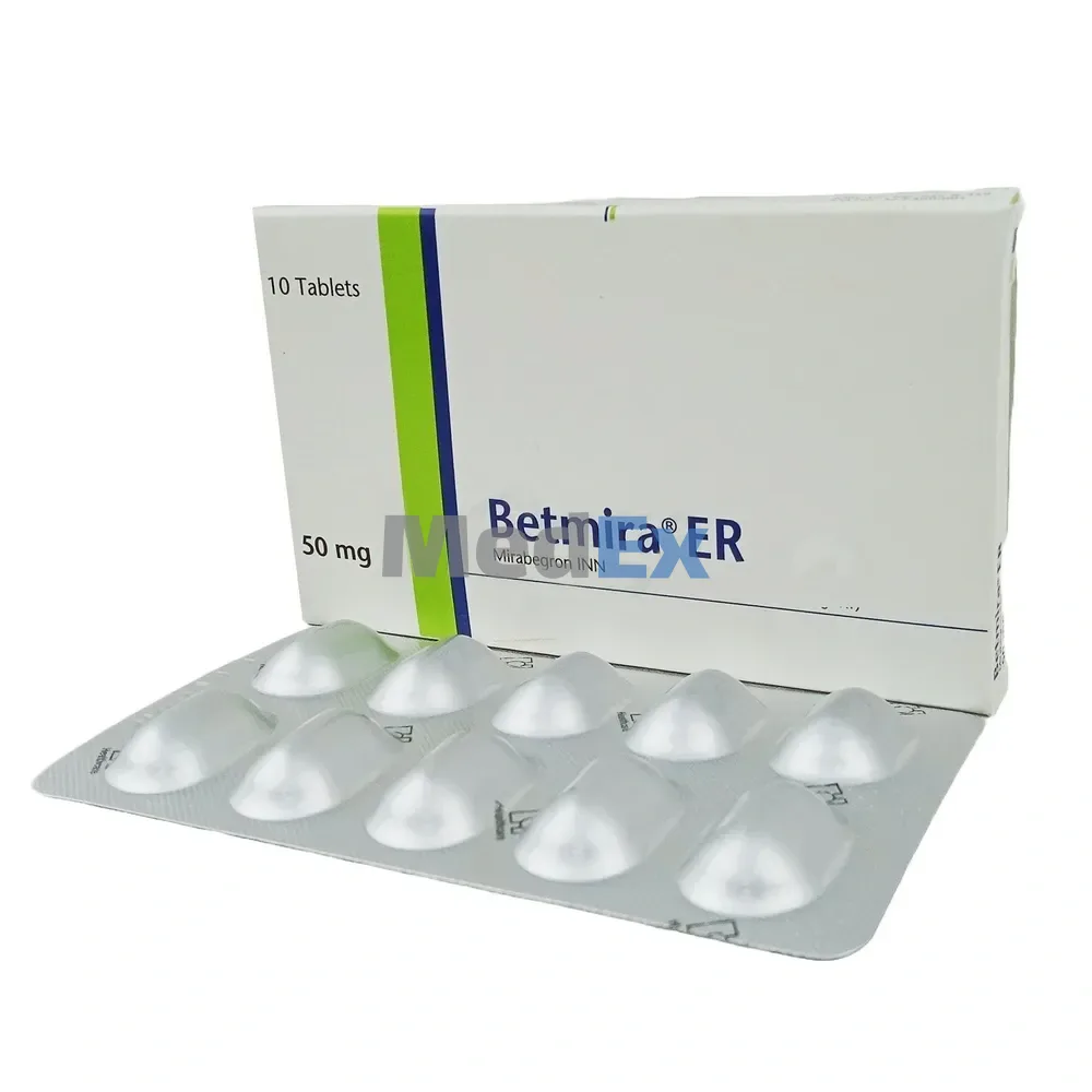 Betmira ER (25–50 mg) pack, manufacturer as listed: Healthcare Pharma