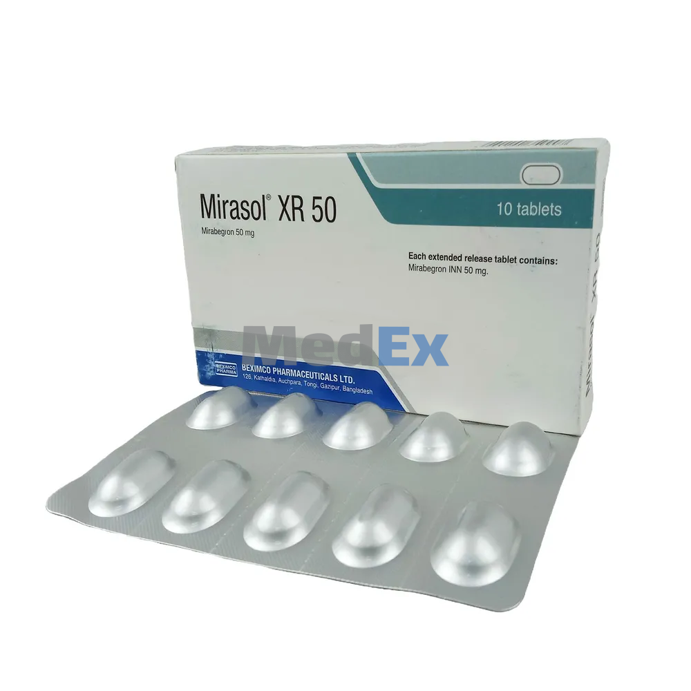 Mirasol XR (25–50 mg) pack, manufacturer as listed: Beximco
